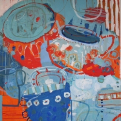 'Afternoon Tea Around Lake Atitlan' 2015 acrylic on canvas  91 cm x 91 cm-min