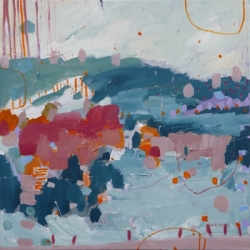 Kate Gorman_Crimson Blossom_2017_Acrylic on Linen_52x52cm