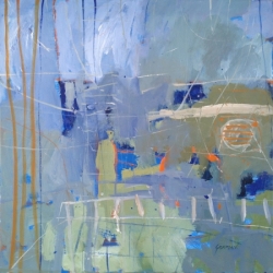 On the Pier 2014 acrylic on linen 50cm x 50cm